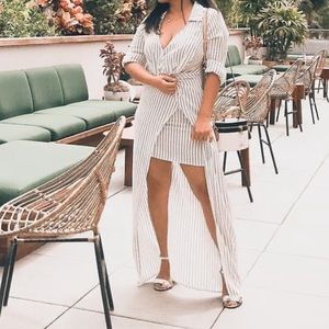 Stripe high low dress